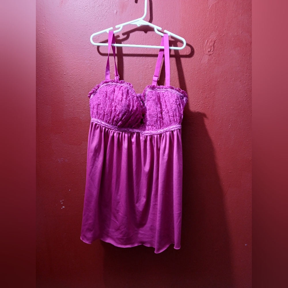 Torrid Fuschia Lace Trim Baby Doll Top